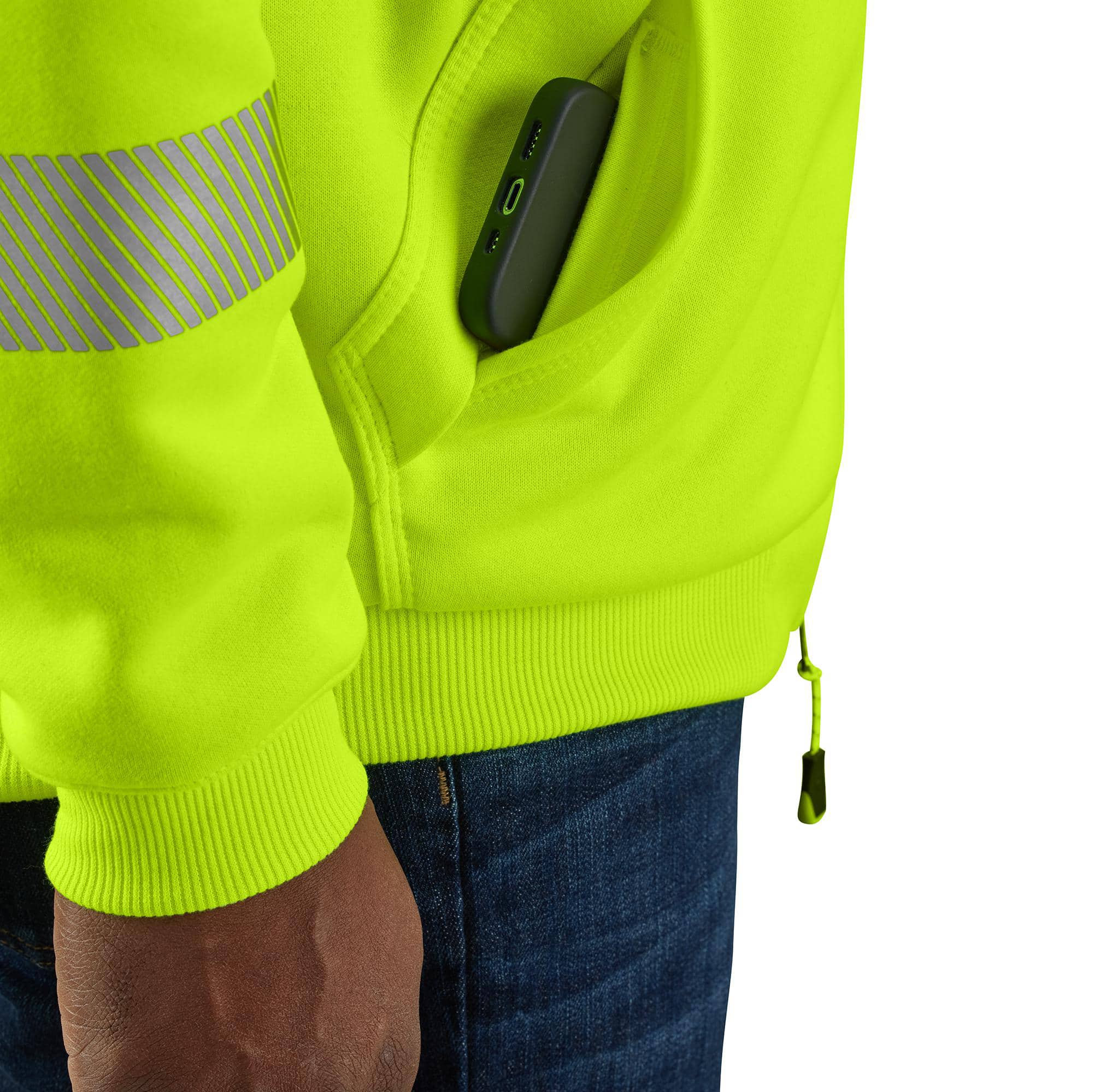Carhartt 104988 - High-Visibility Loose Fit Midweight Thermal-Lined Full-Zip Class 3 Sweatshirt (with logo screenprinted on left chest) - Image 3