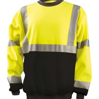 OccuNomix - Class 3 - 9 oz Black Bottom Crew Sweatshirt - Yellow - LUX-CSWTBK (with logo screenprinted on left chest)