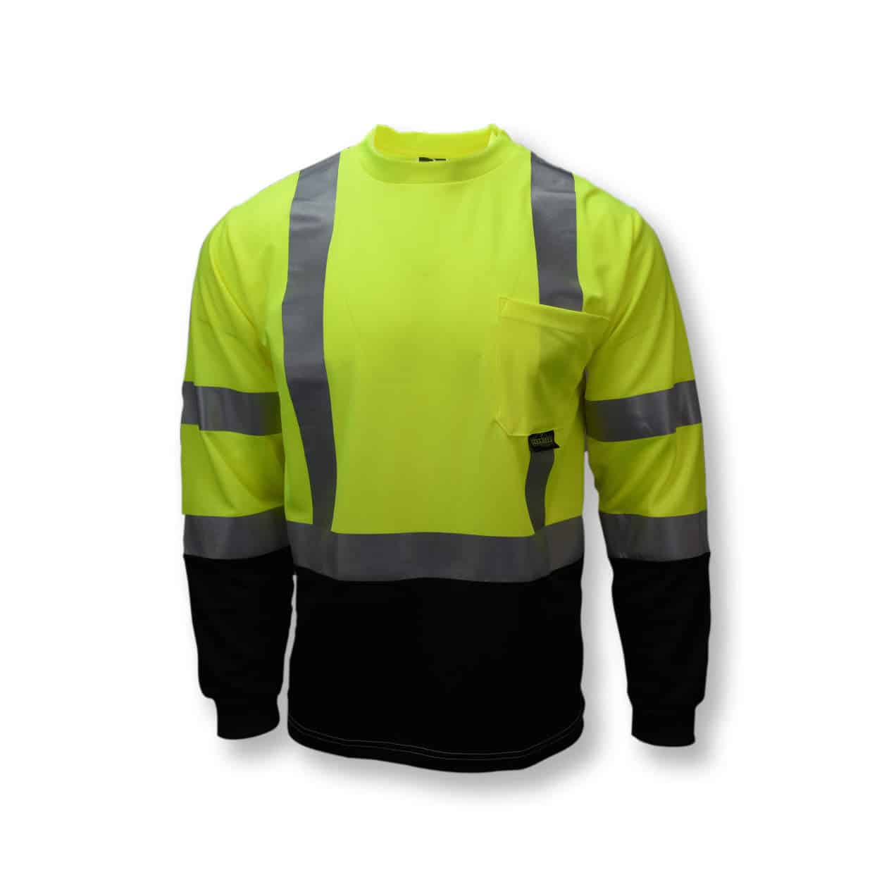 Radians ST21B Type R Class 3 Long Sleeve Black Bottom Hi-Vis T-Shirt (with logo screenprinted on pocket) - Image 3