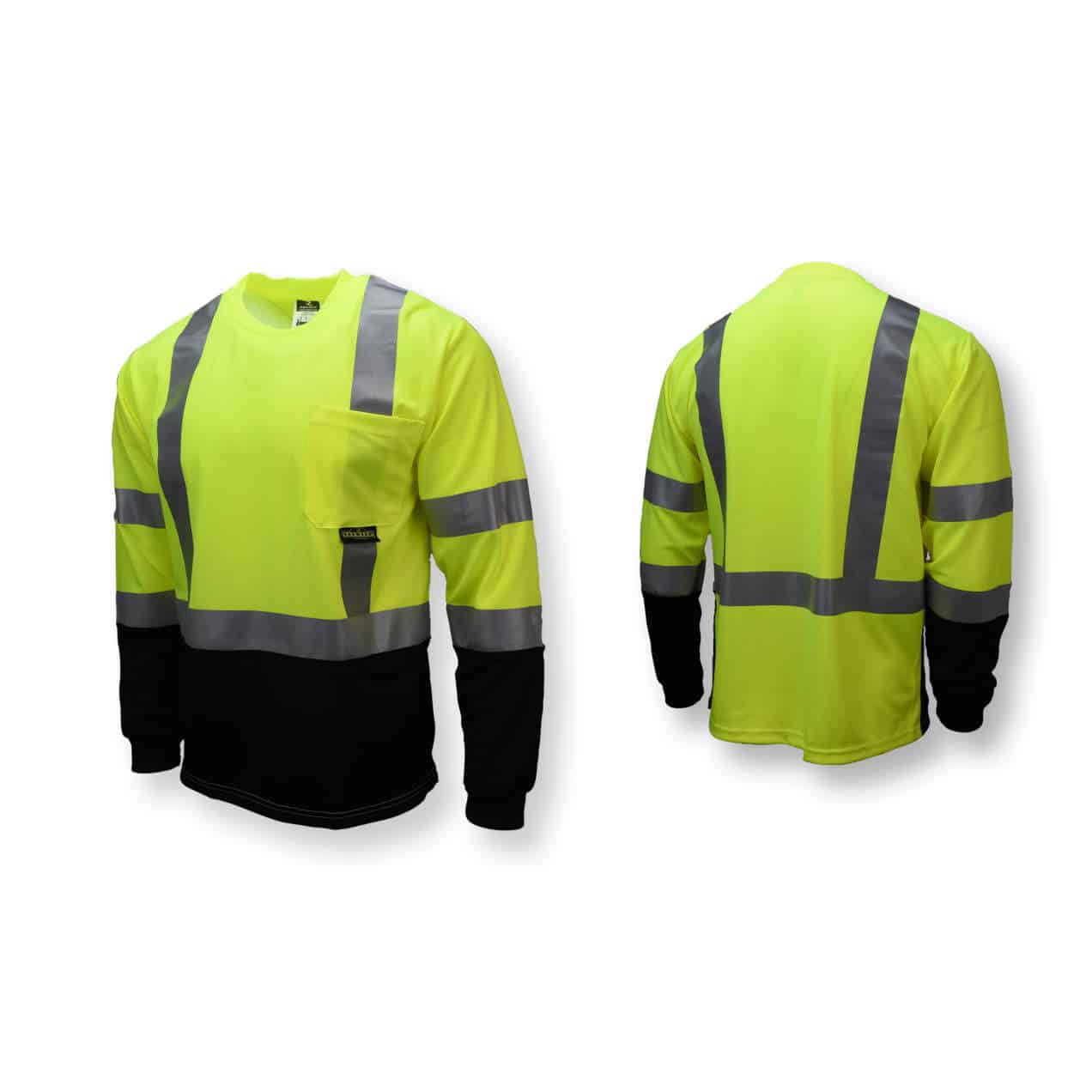 Radians ST21B Type R Class 3 Long Sleeve Black Bottom Hi-Vis T-Shirt (with logo screenprinted on pocket) - Image 5