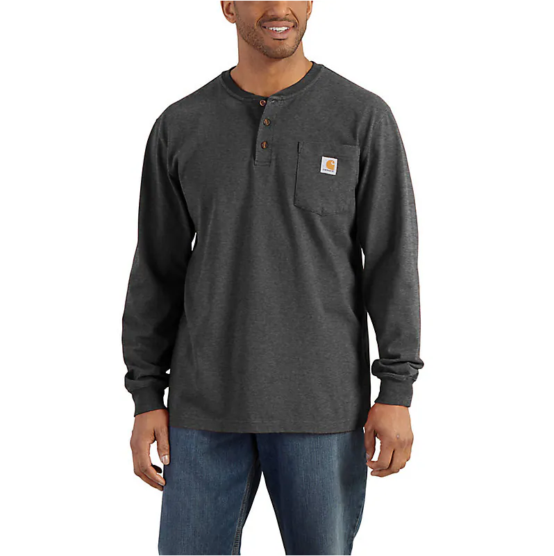 Carhartt K128 - Loose Fit Heavyweight Long Sleeve Pocket Henley T-Shirt - Image 3