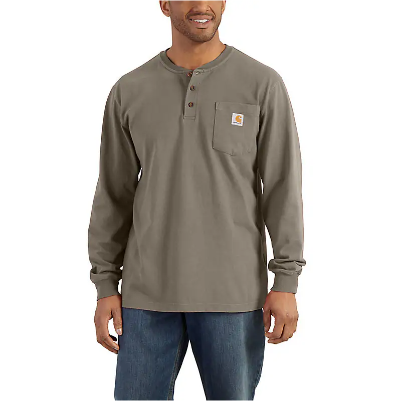 Carhartt K128 - Loose Fit Heavyweight Long Sleeve Pocket Henley T-Shirt - Image 2