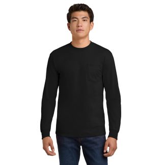 Gildan® Ultra Cotton® 100% US Cotton Long Sleeve T-Shirt with Pocket (with City of Coon Rapids logo screenprinted on pocket)