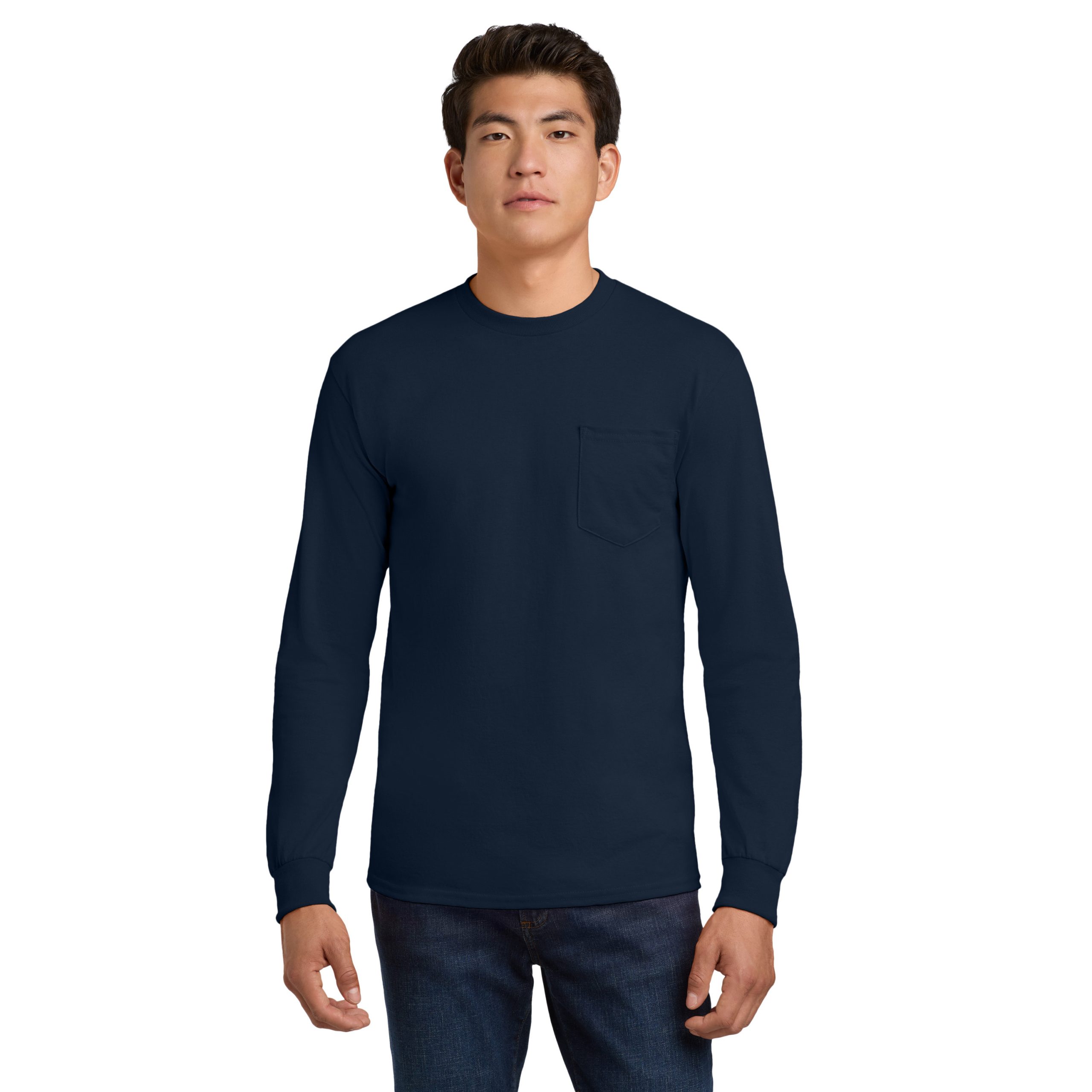 Gildan® Ultra Cotton® 100% US Cotton Long Sleeve T-Shirt with Pocket (with City of Coon Rapids logo screenprinted on pocket) - Image 2