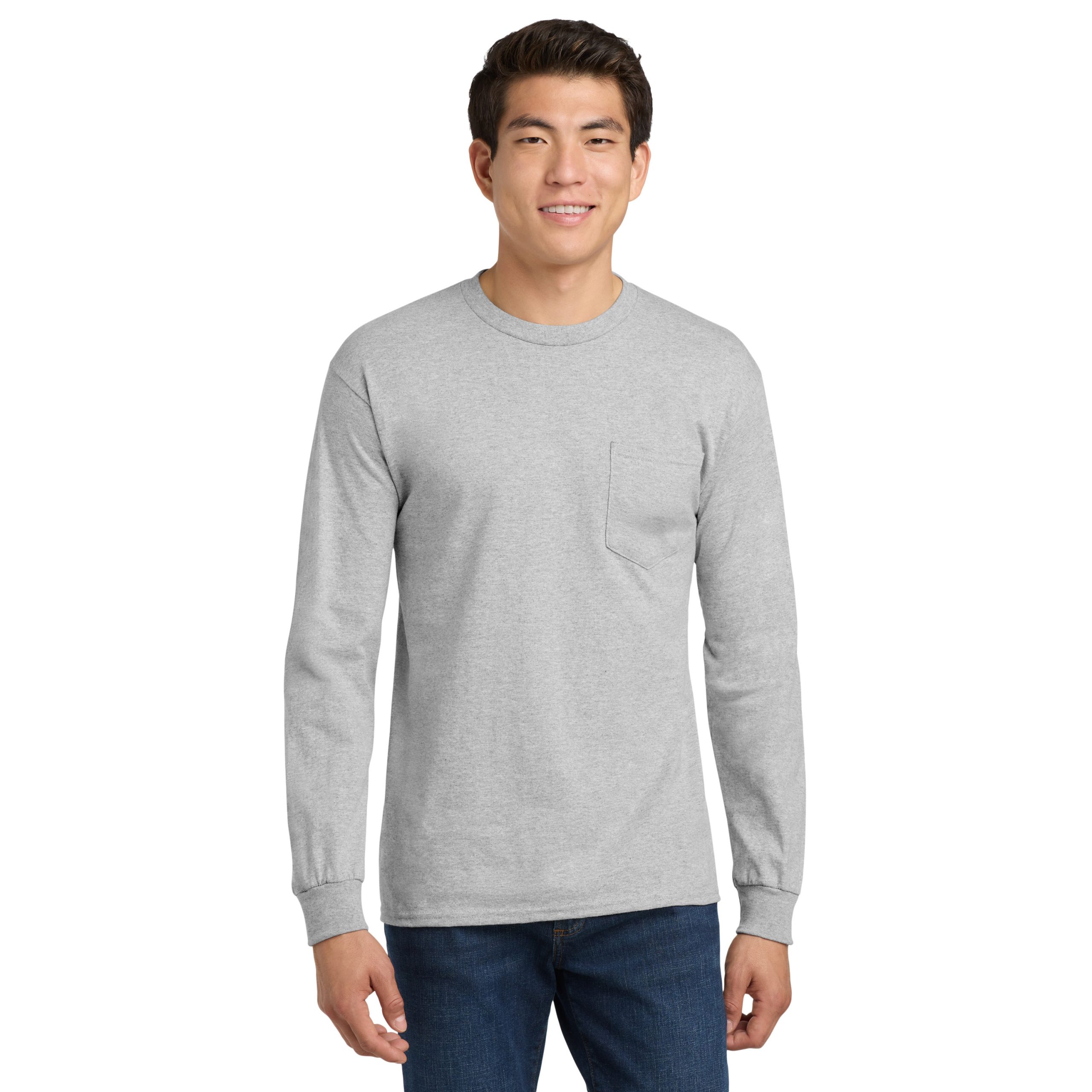 Gildan® Ultra Cotton® 100% US Cotton Long Sleeve T-Shirt with Pocket (with City of Coon Rapids logo screenprinted on pocket) - Image 3