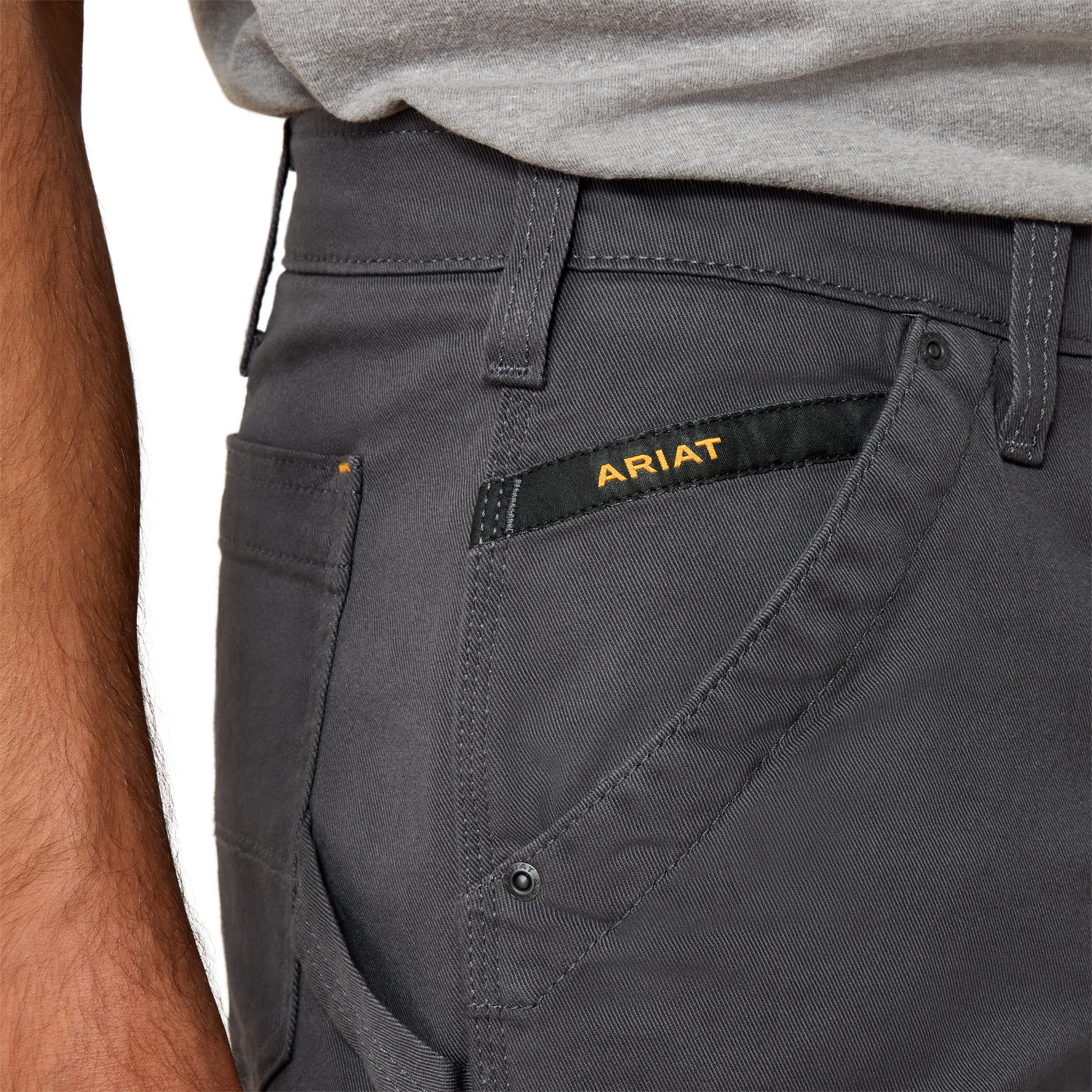 Ariat Rebar M4 Relaxed DuraStretch Washed Twill Dungaree Boot Cut Pant (Rebar Grey) - Image 5
