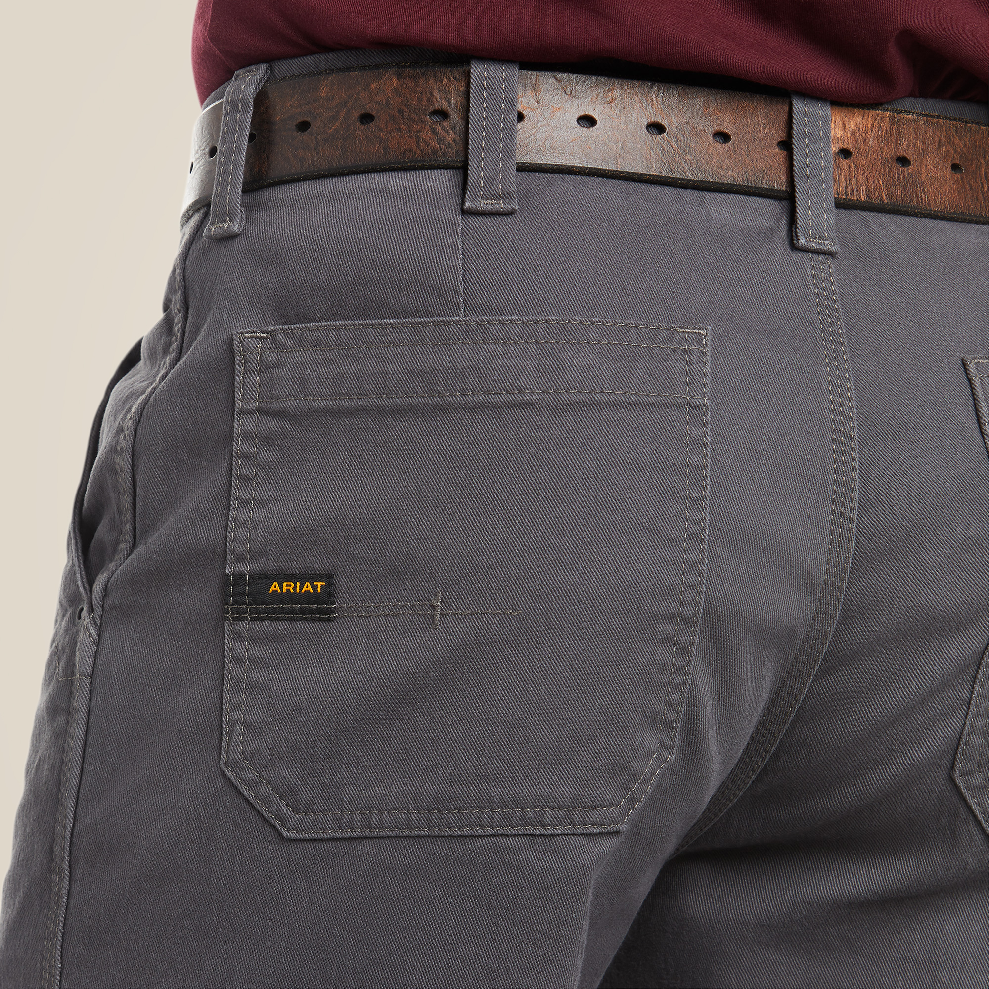 Ariat Rebar M4 Relaxed DuraStretch Washed Twill Dungaree Boot Cut Pant (Rebar Grey) - Image 4